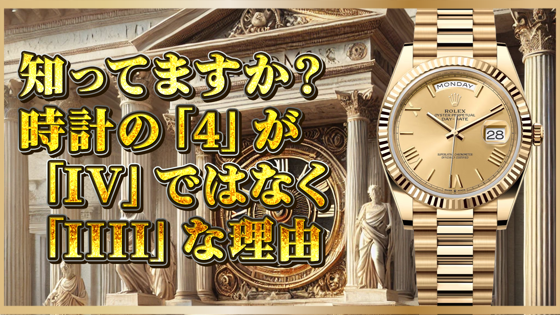 【時計の「4」はなぜ「IIII」？】ローマ数字がIVでない理由とその背景を解説